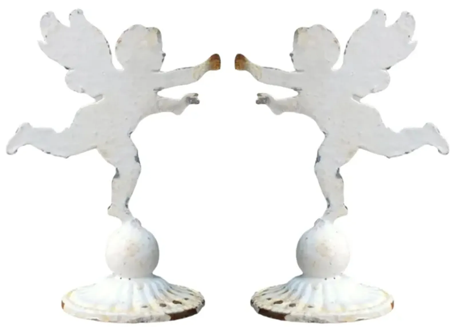 English Salvaged Metal Cherubs - Set of 2