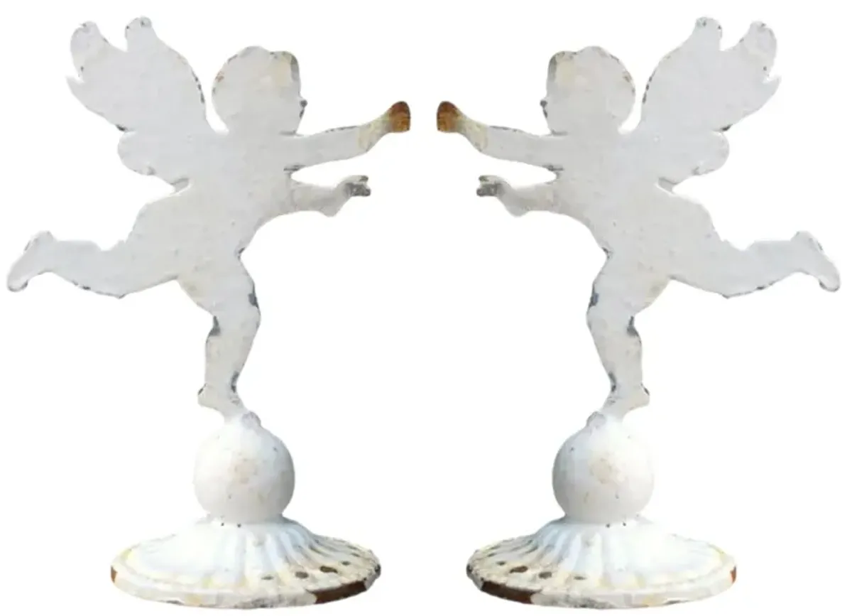 English Salvaged Metal Cherubs - Set of 2