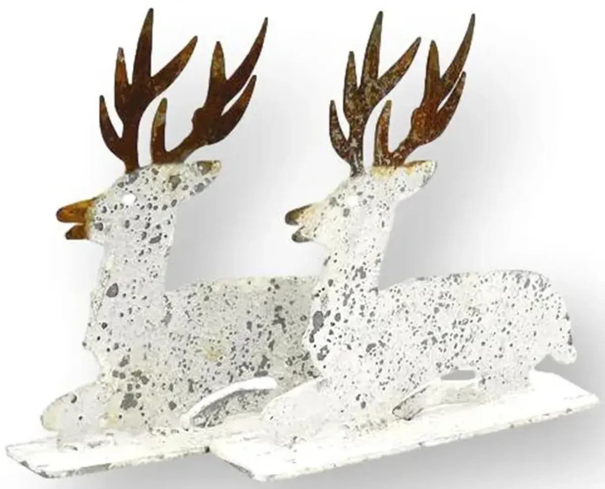 English Salvaged Metal Stags - Set of 2 - Handcrafted