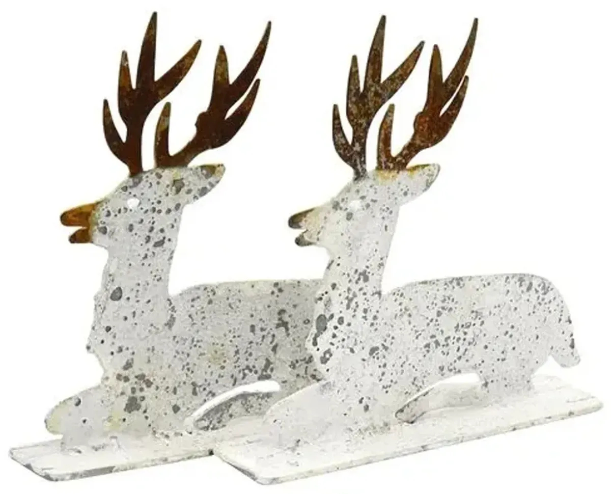 English Salvaged Metal Stags - Set of 2 - Handcrafted