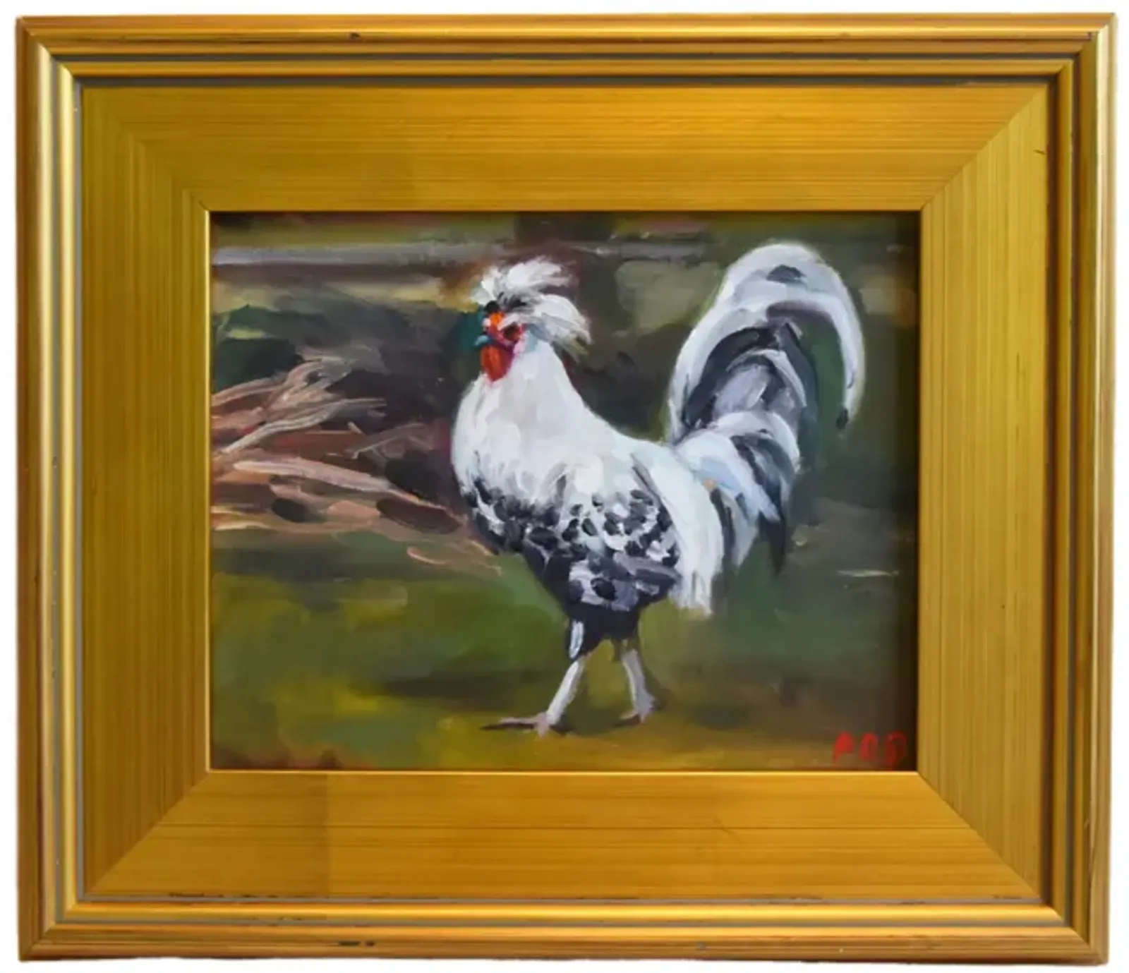 Farmhouse Chicken Hen Rooster Painting - Black