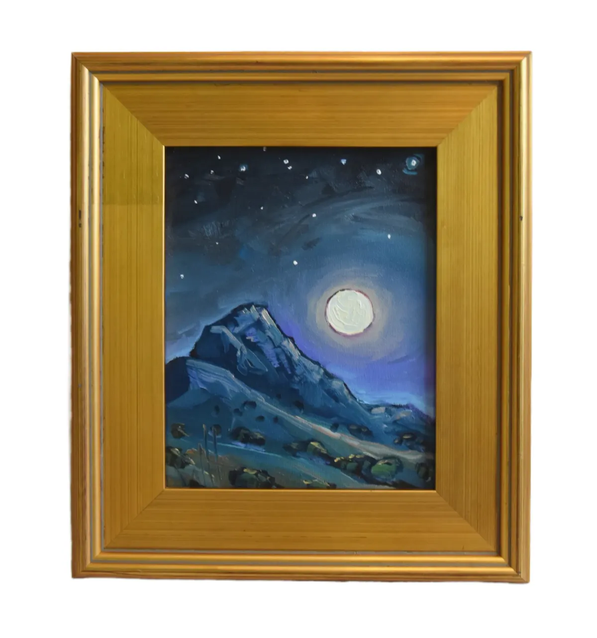 William Hawkins Full Moon Landscape Painting - Blue