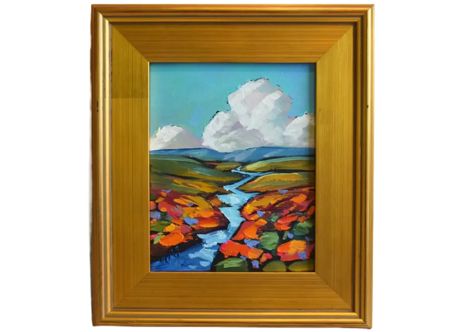 William Hawkins River Landscape Oil Painting - Blue