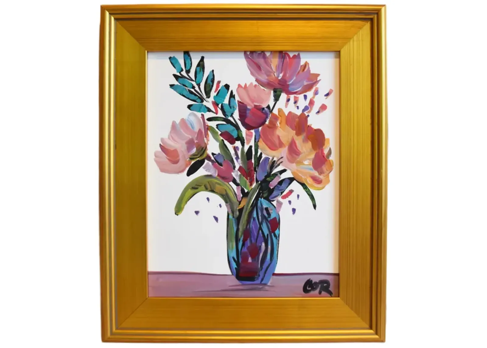 Impressionist Flowers in Vase Painting - White