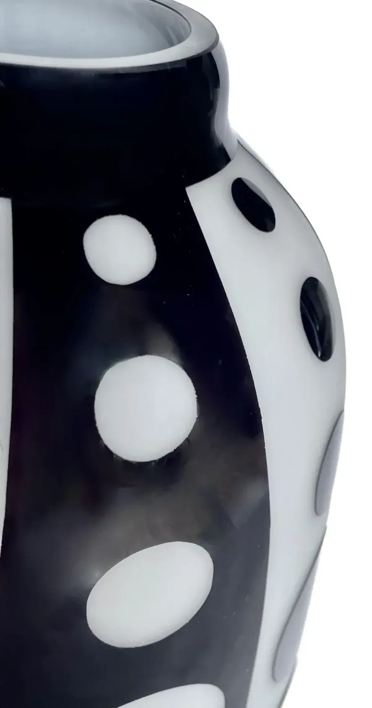 Glass Black & White Circles Vase