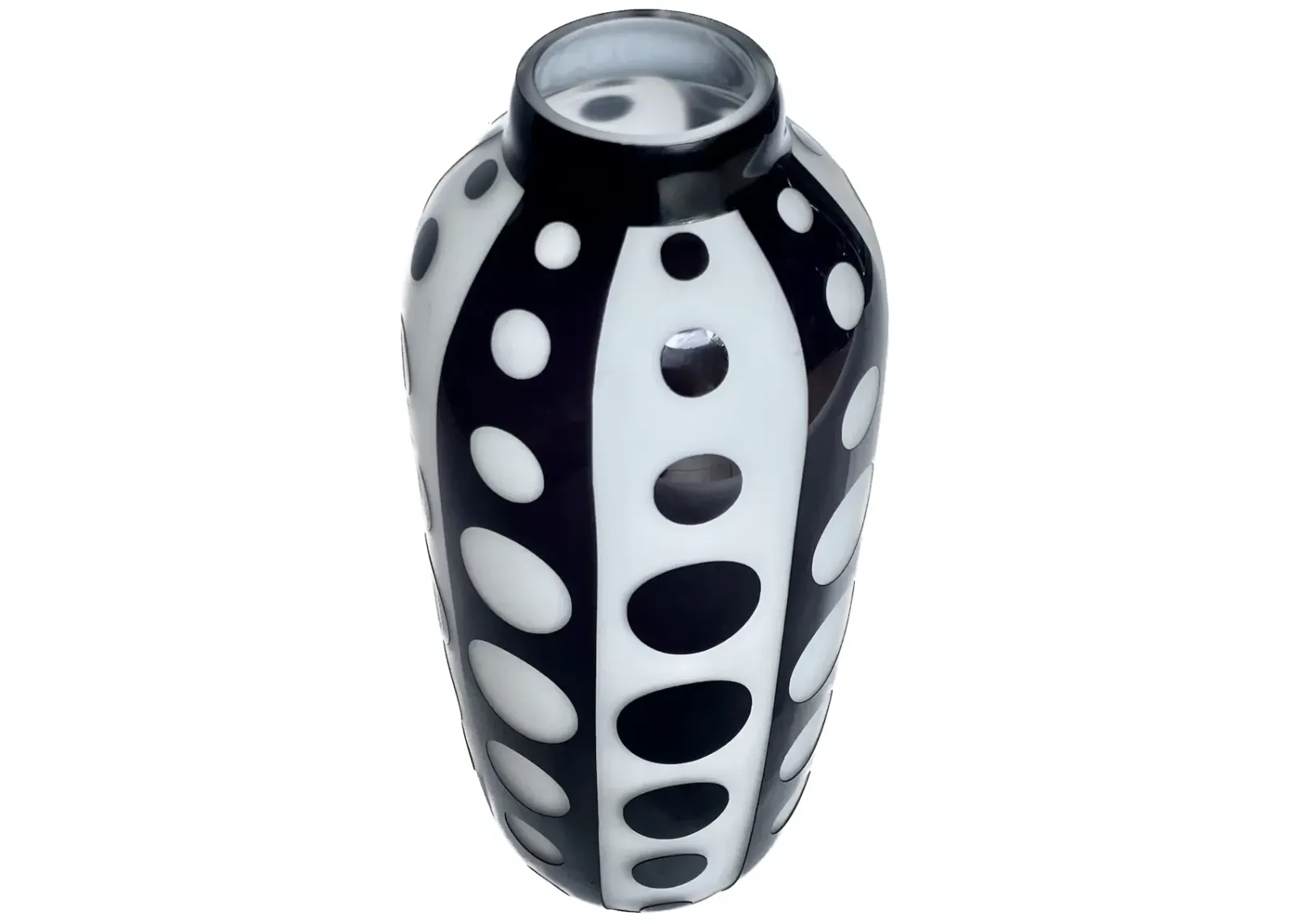 Glass Black & White Circles Vase