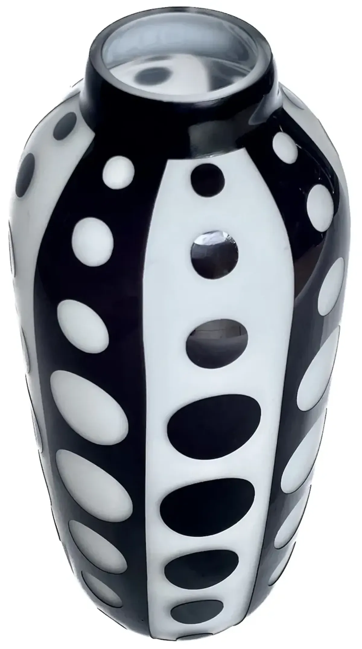 Glass Black & White Circles Vase