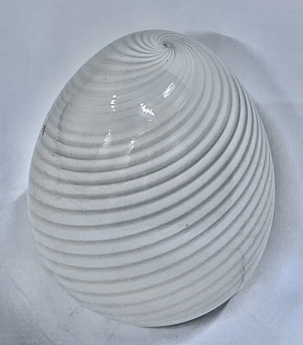 MCM Vetri Murano Swirl Glass Egg Lamp - White