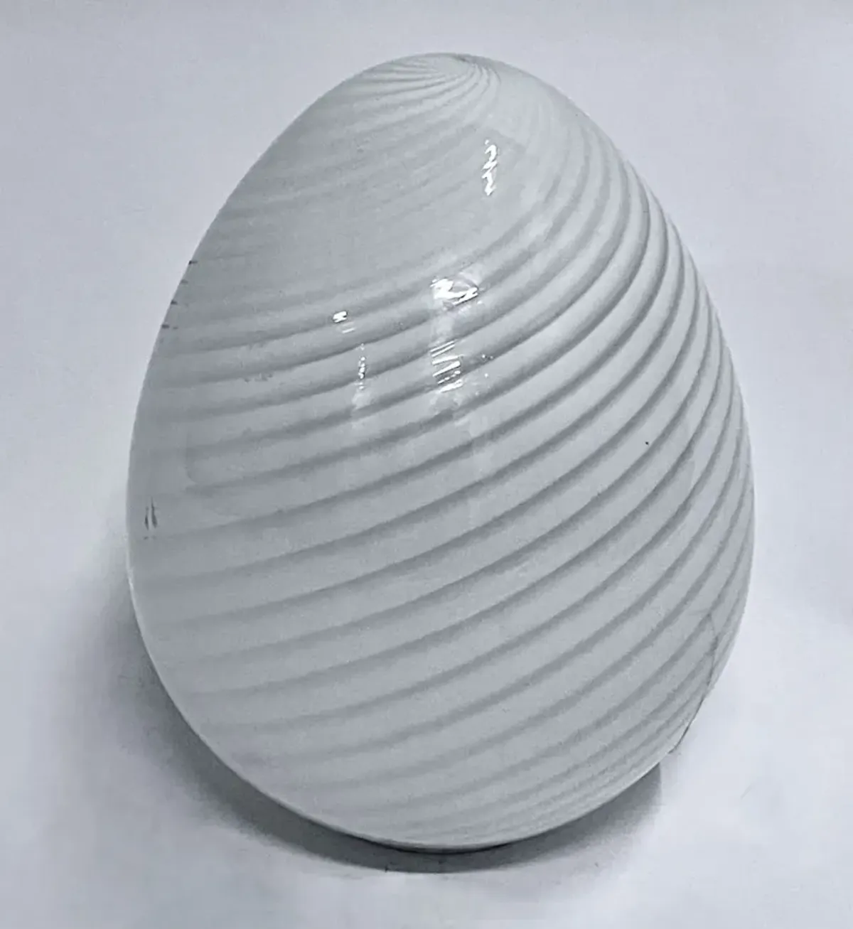 MCM Vetri Murano Swirl Glass Egg Lamp - White