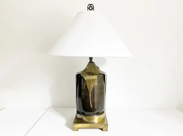 1970s Ceramic & Brass Lamp - w/Shade - C the Light Interiors