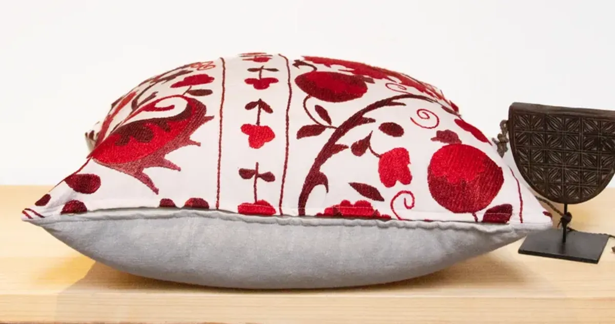 Red-Violet Suzani Euro Pillow