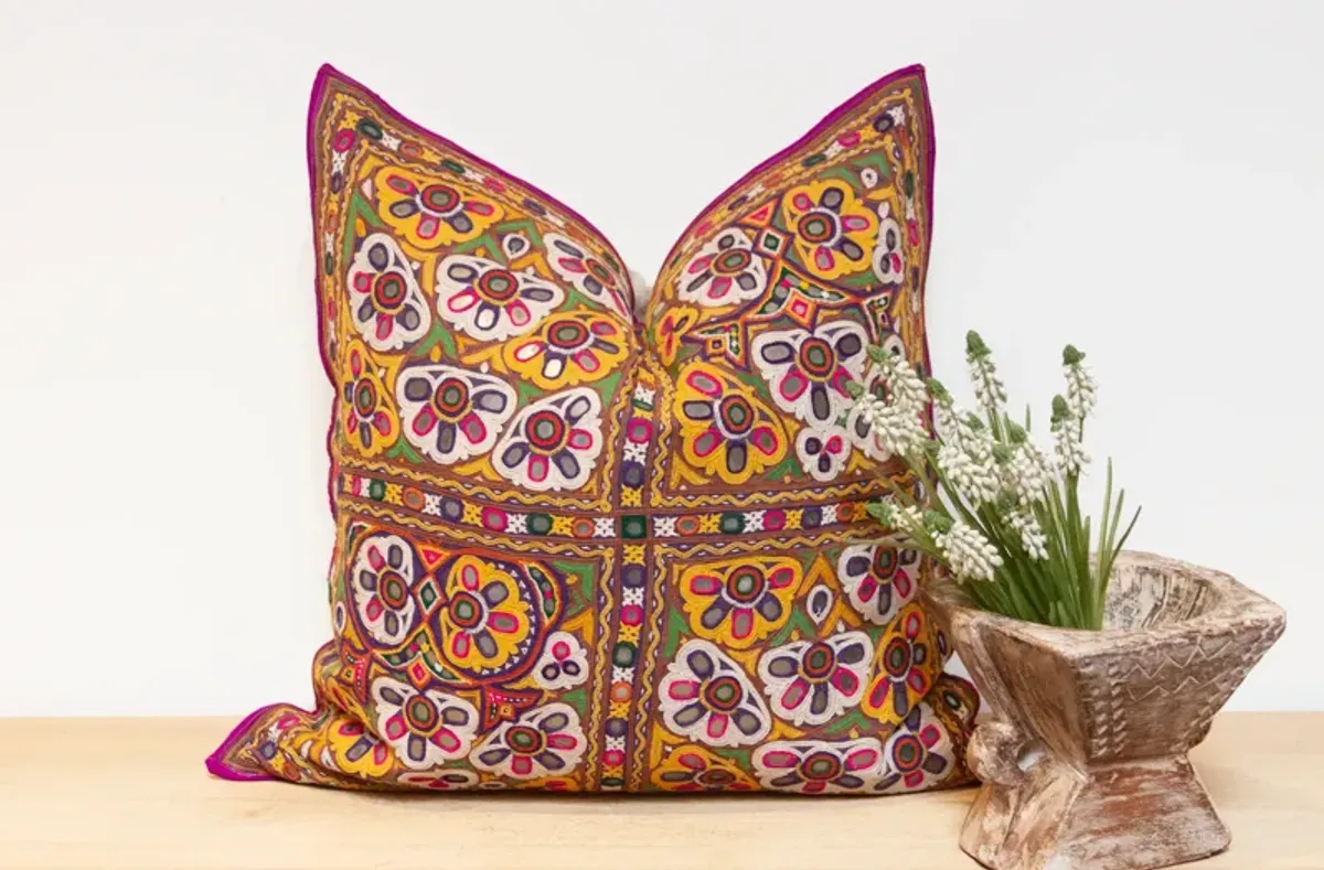 Azra Rajasthani Embroidered Pillow - de-cor