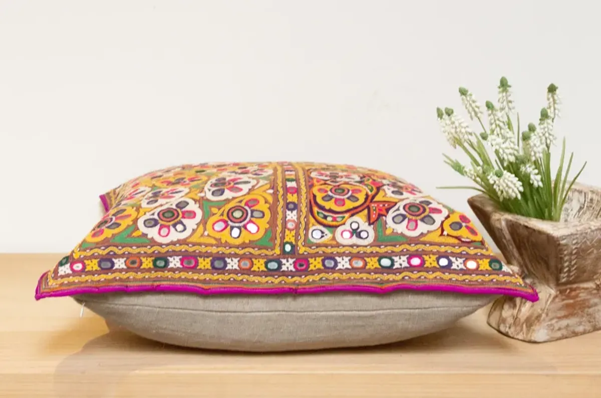 Dhani Rajasthani Embroidered Pillow