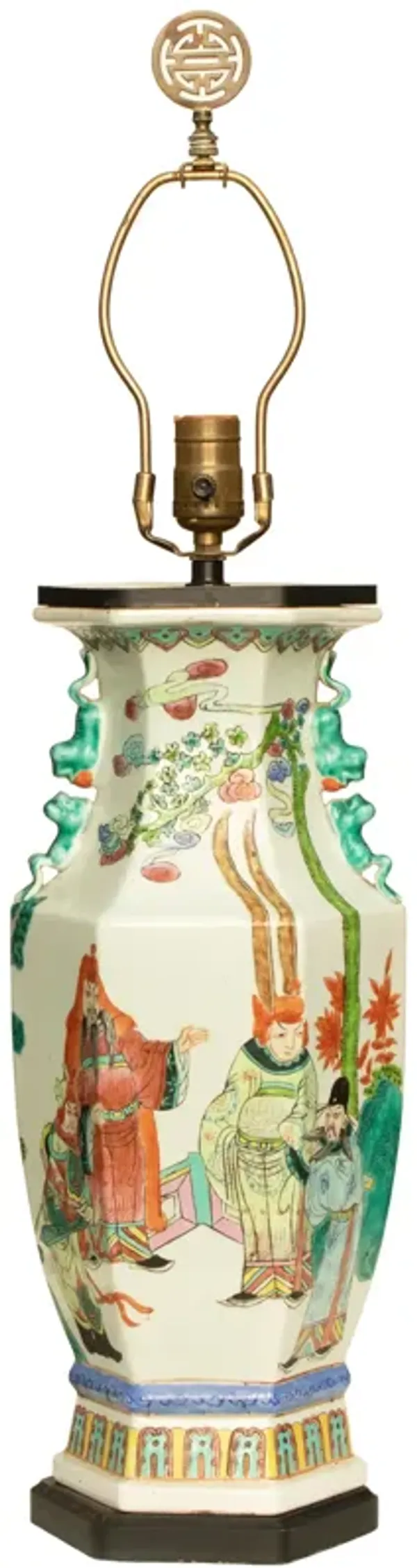 1950s Large Chinese Famille Verte Lamp
