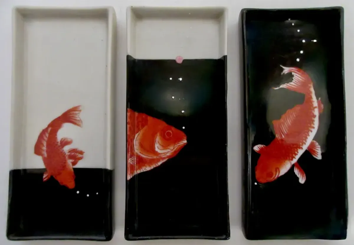 Fabienne Jouvin Paris Koi Trays Set of 3 - Black