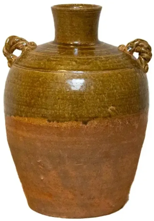 Tall Vintage Brown Stoneware Vase - de-cor