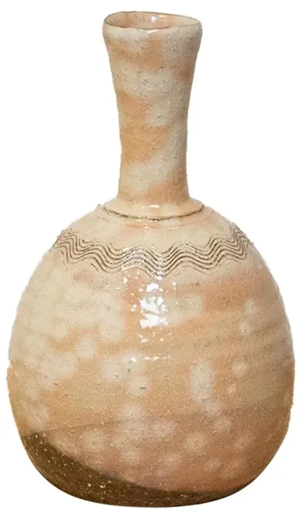Vintage Japanese Glazed Clay Bottle - de-cor