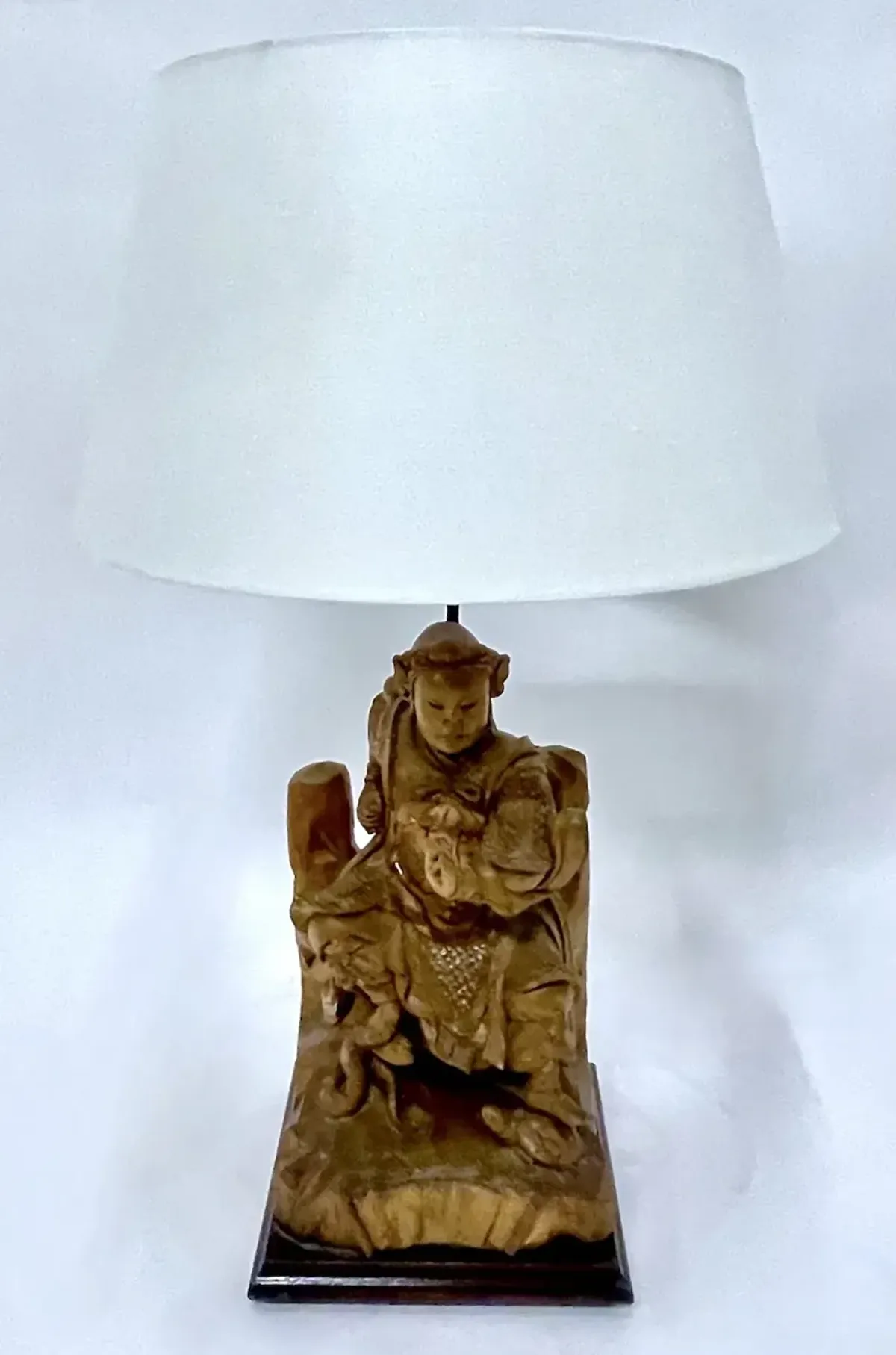 Hand-Carved Asian Ancestot Figurine Lamp