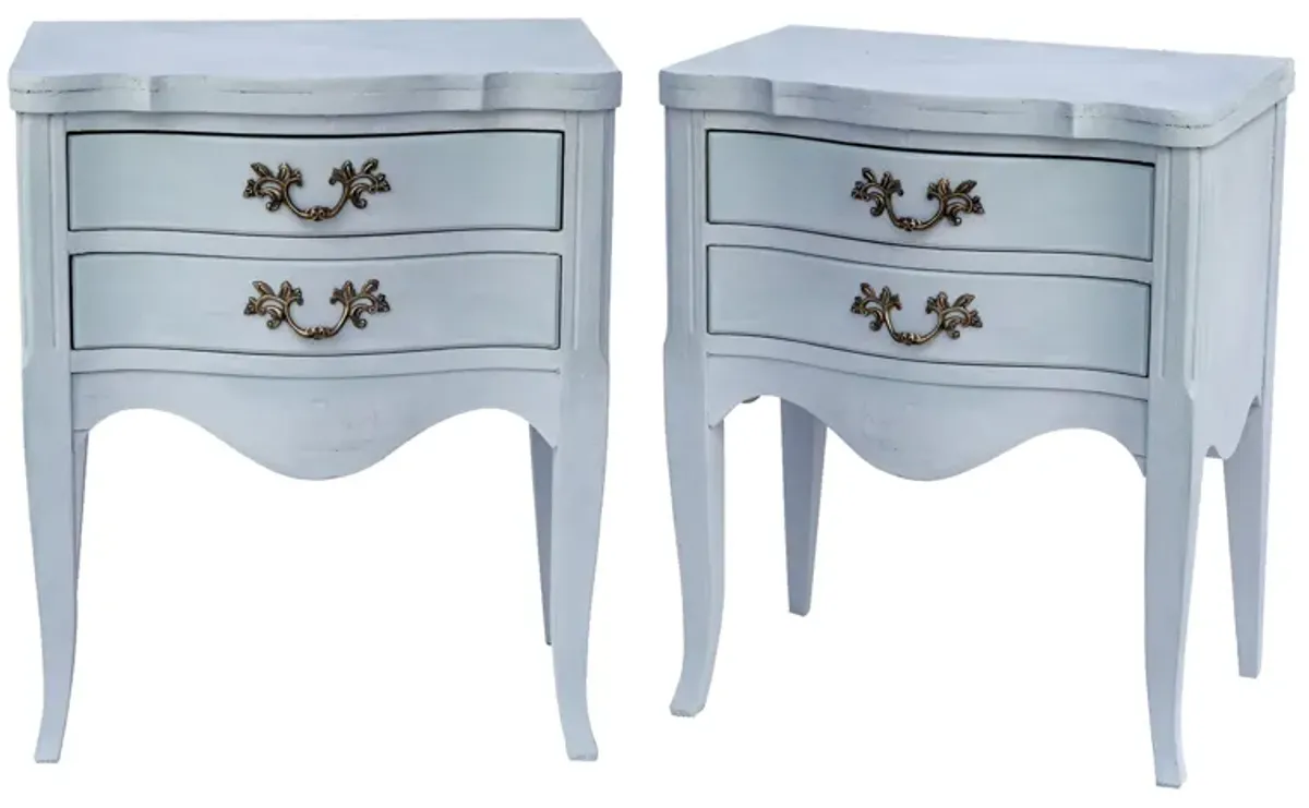 French Provincial Aqua Nightstands