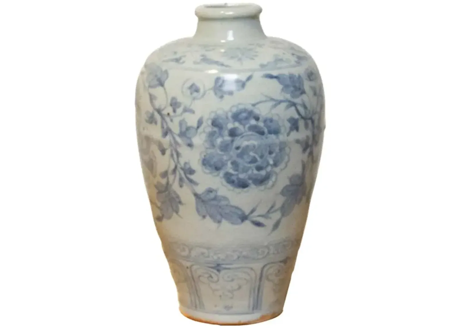 Lotus Glazed Blue & White Vase