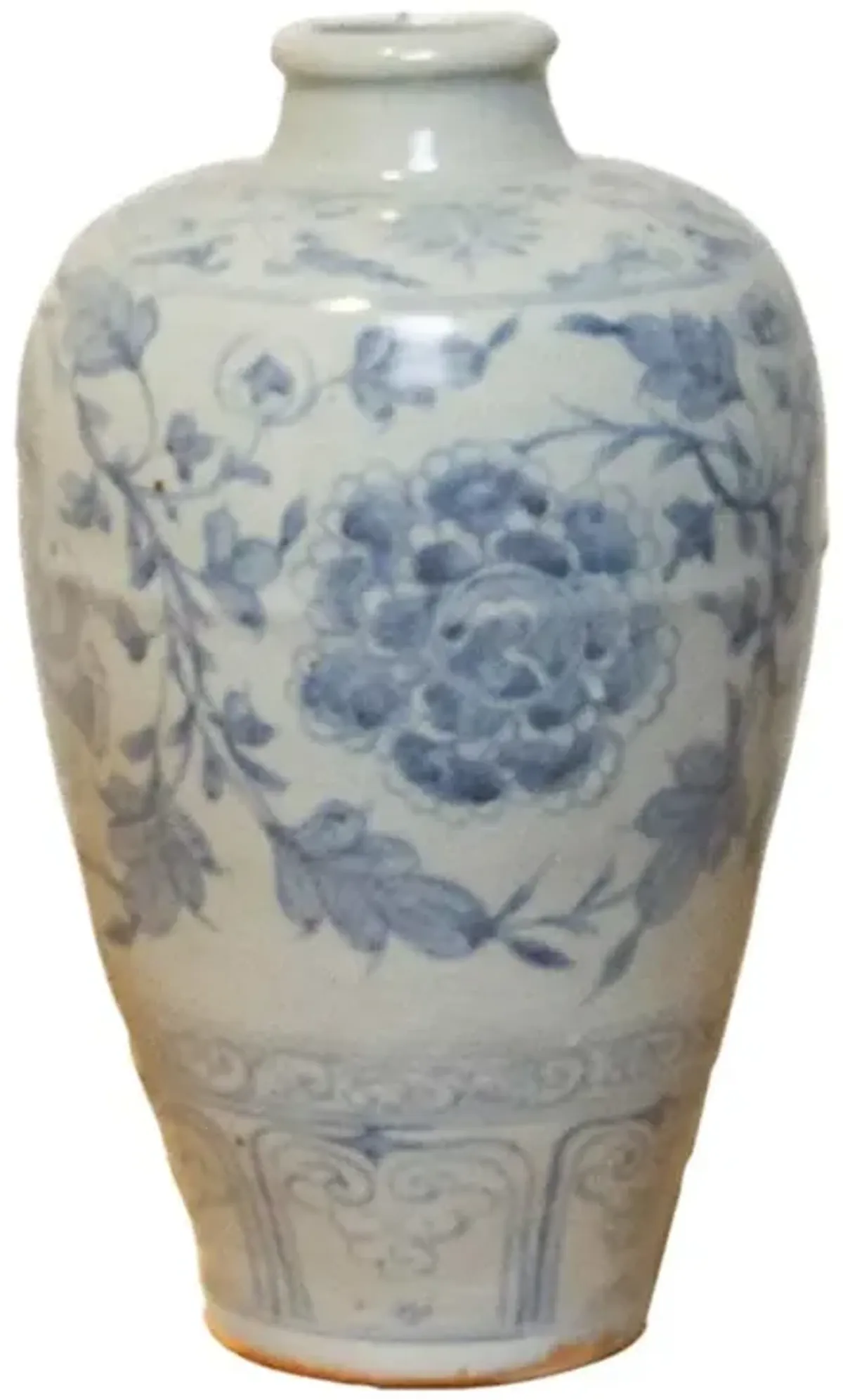 Lotus Glazed Blue & White Vase