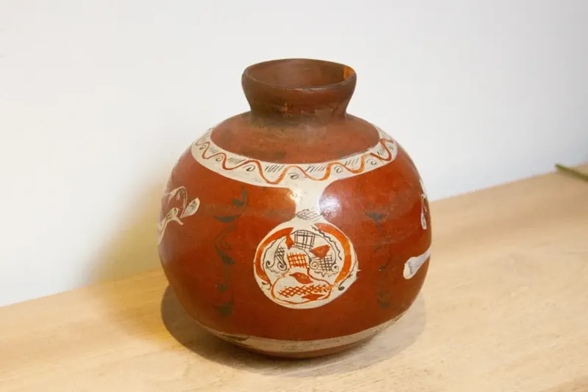 Hand-Painted Bird Motif Water Pot