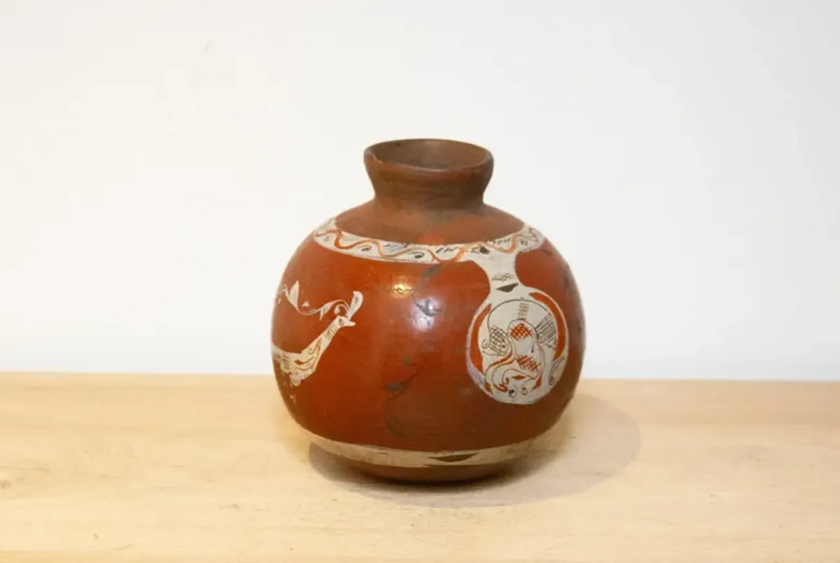 Hand-Painted Bird Motif Water Pot