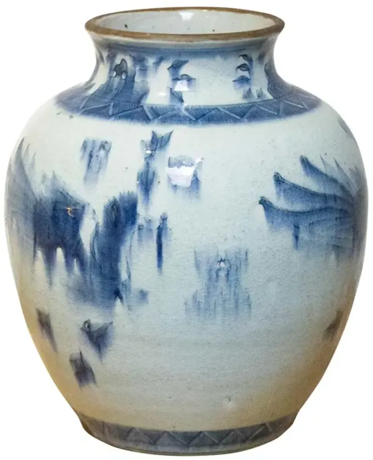 Blue & White Crackled Porcelain Jar