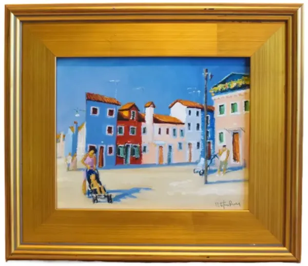 Colorful Mediterranean Seaside Cityscape