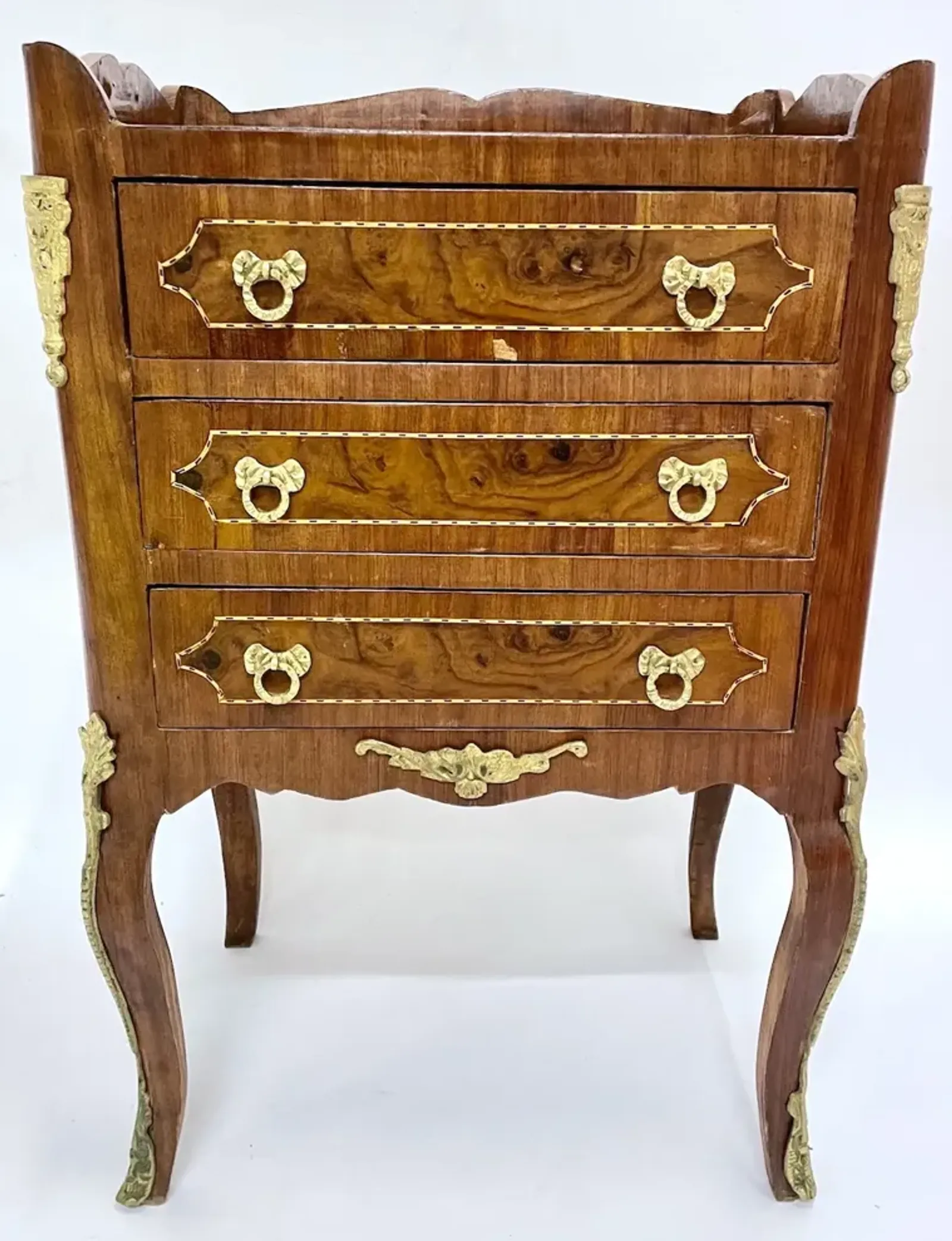 Antique French Inlaid Three Drawer Chest