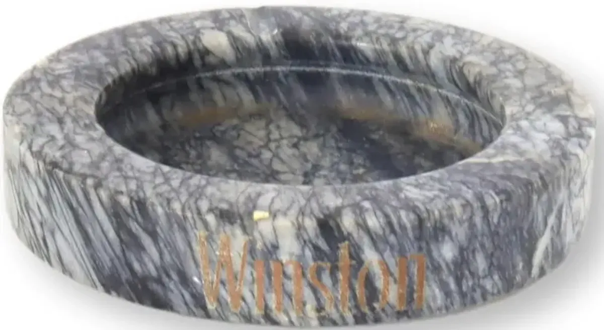 Midcentury Marble Advertising Ashtray - Gray