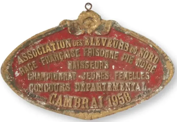 1958 French Cattle Trophy Plaque - New England Mercantile - Red