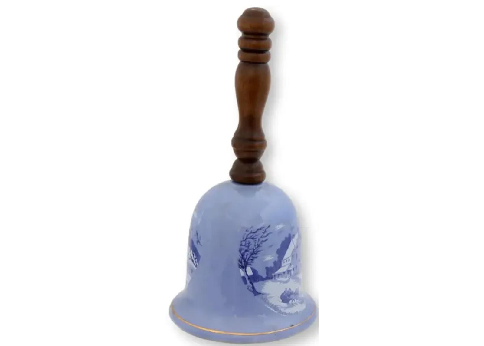 1970s Ceramic Bell with Windup Music Box - Blue