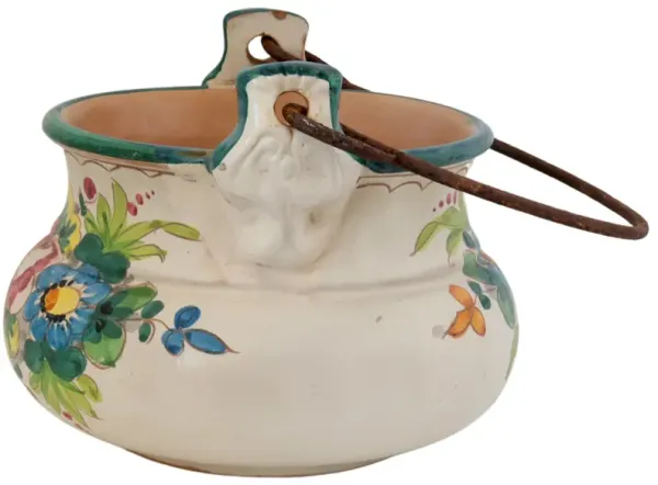 1950s Italian Faience Hanging Jardeniere - The Queens Landing - green