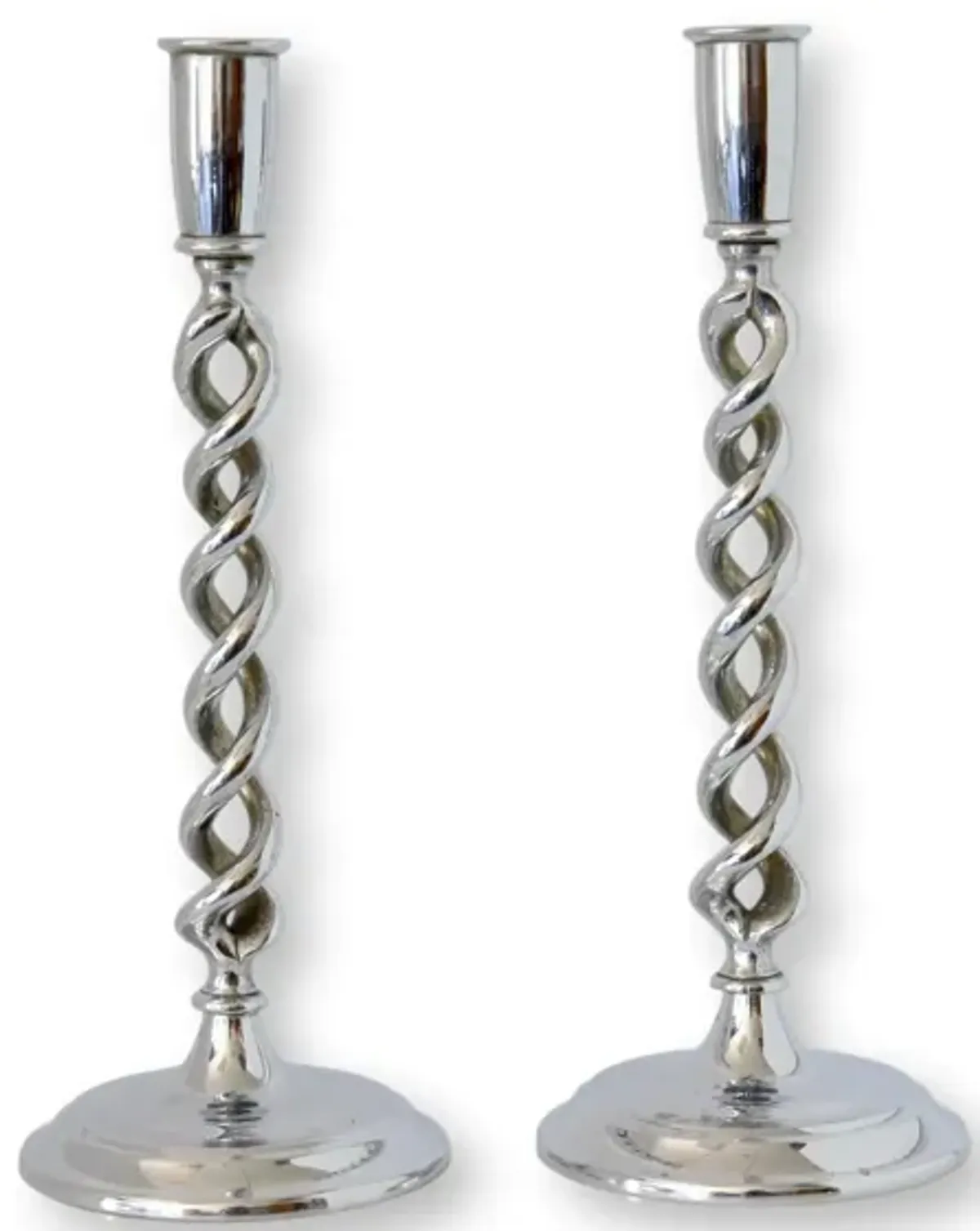 1920s English Chrome Candlesticks - Pr