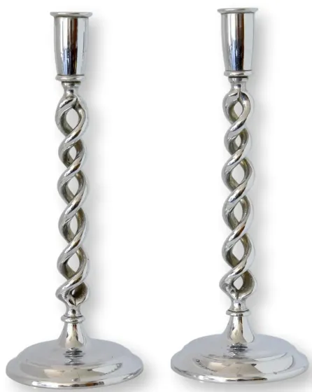 1920s English Chrome Candlesticks - Pr