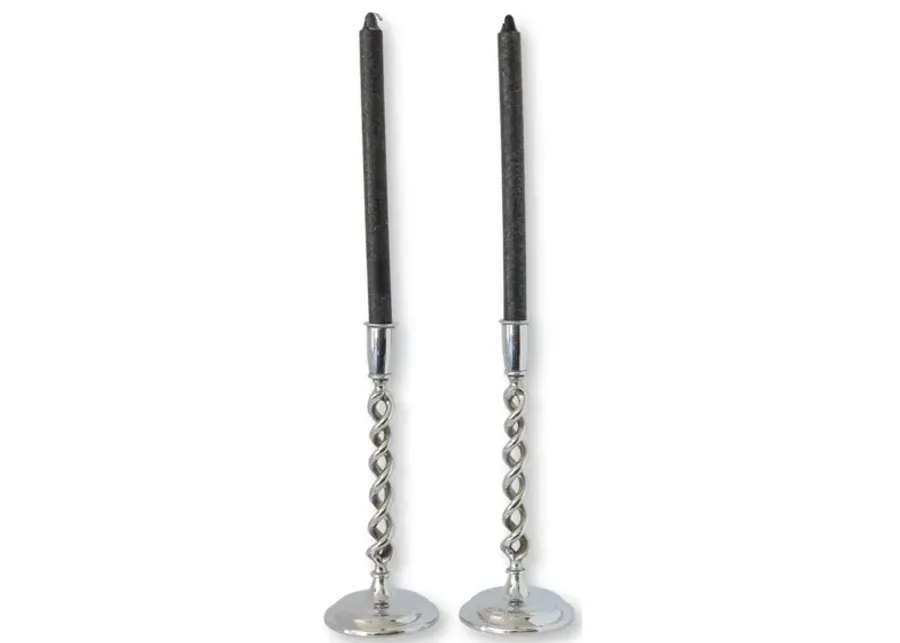 1920s English Chrome Candlesticks - Pr