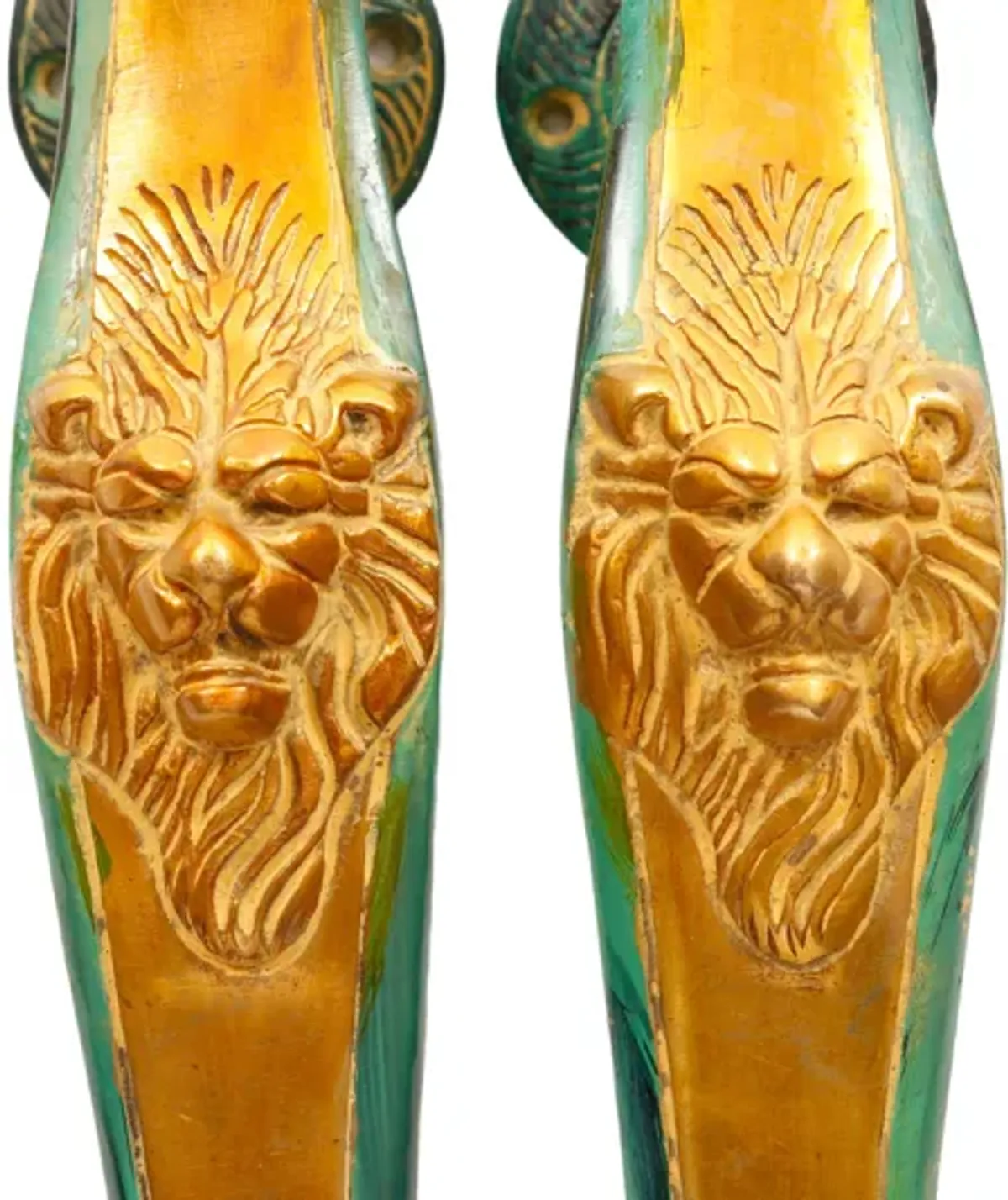 Brass Lion's Head Door Handles - a Pair