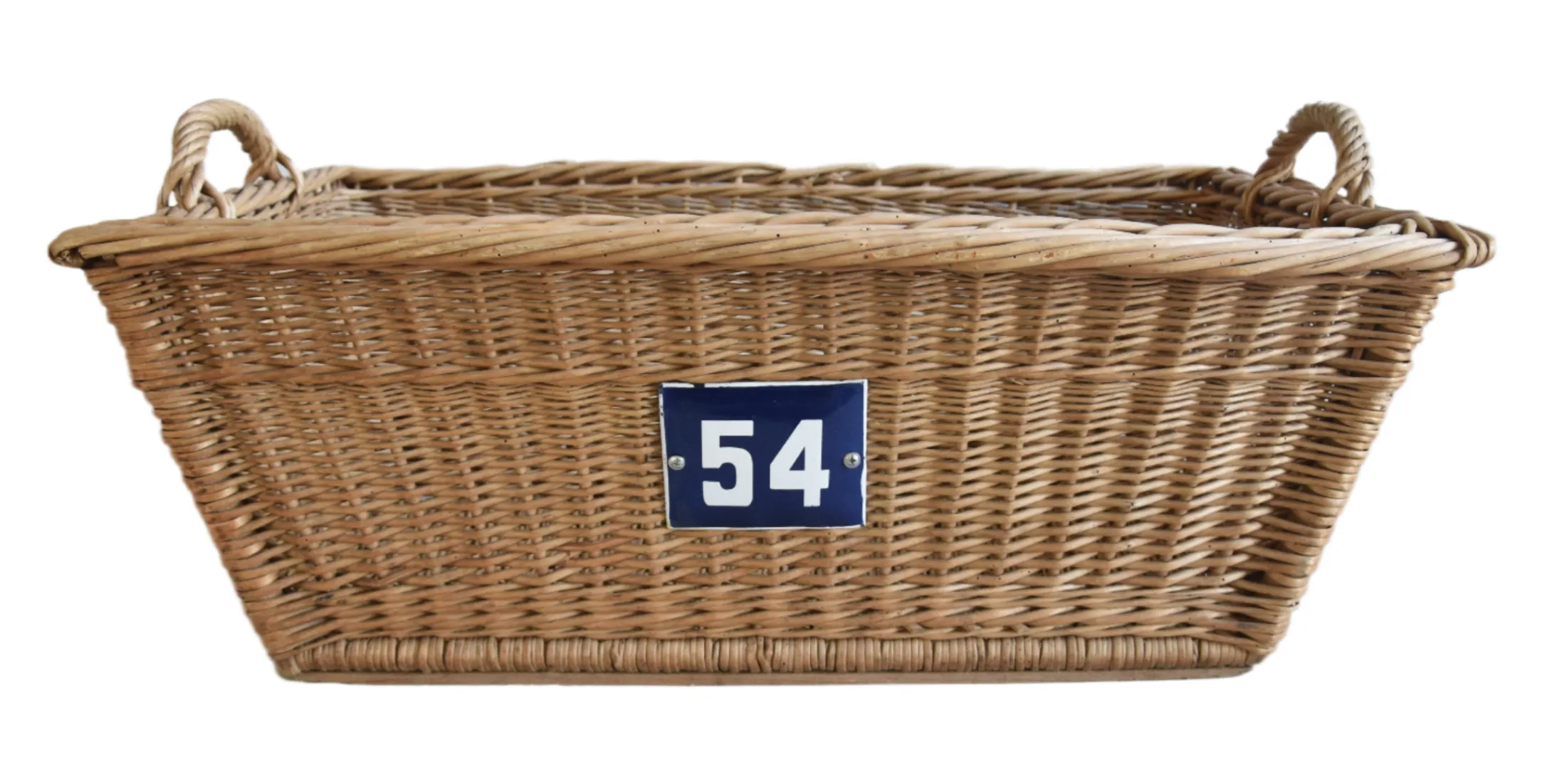 French Wicker Market Basket Number Plate