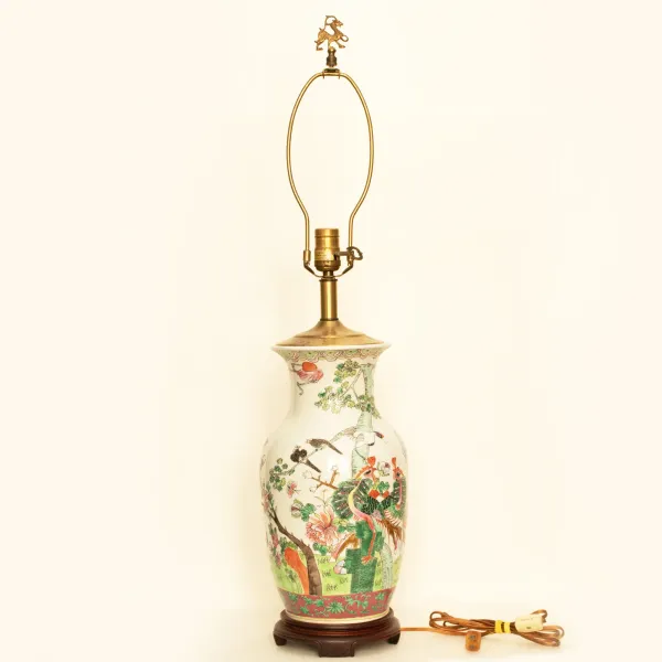 Vintage Famille Rose Porcelain Lamp