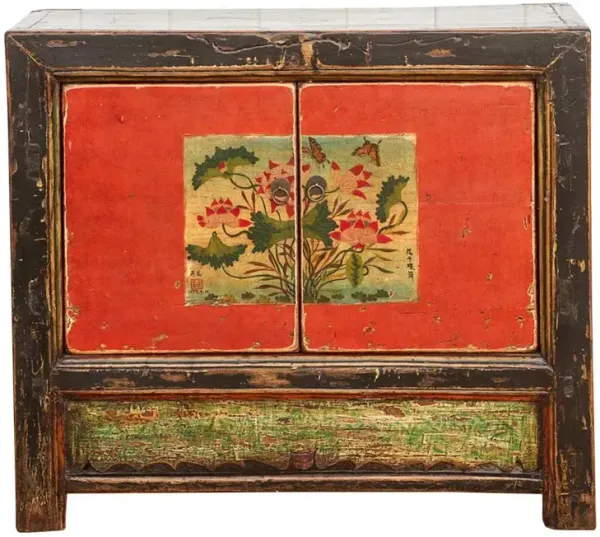 Vintage Painted Floral Cabinet - de-cor - Red