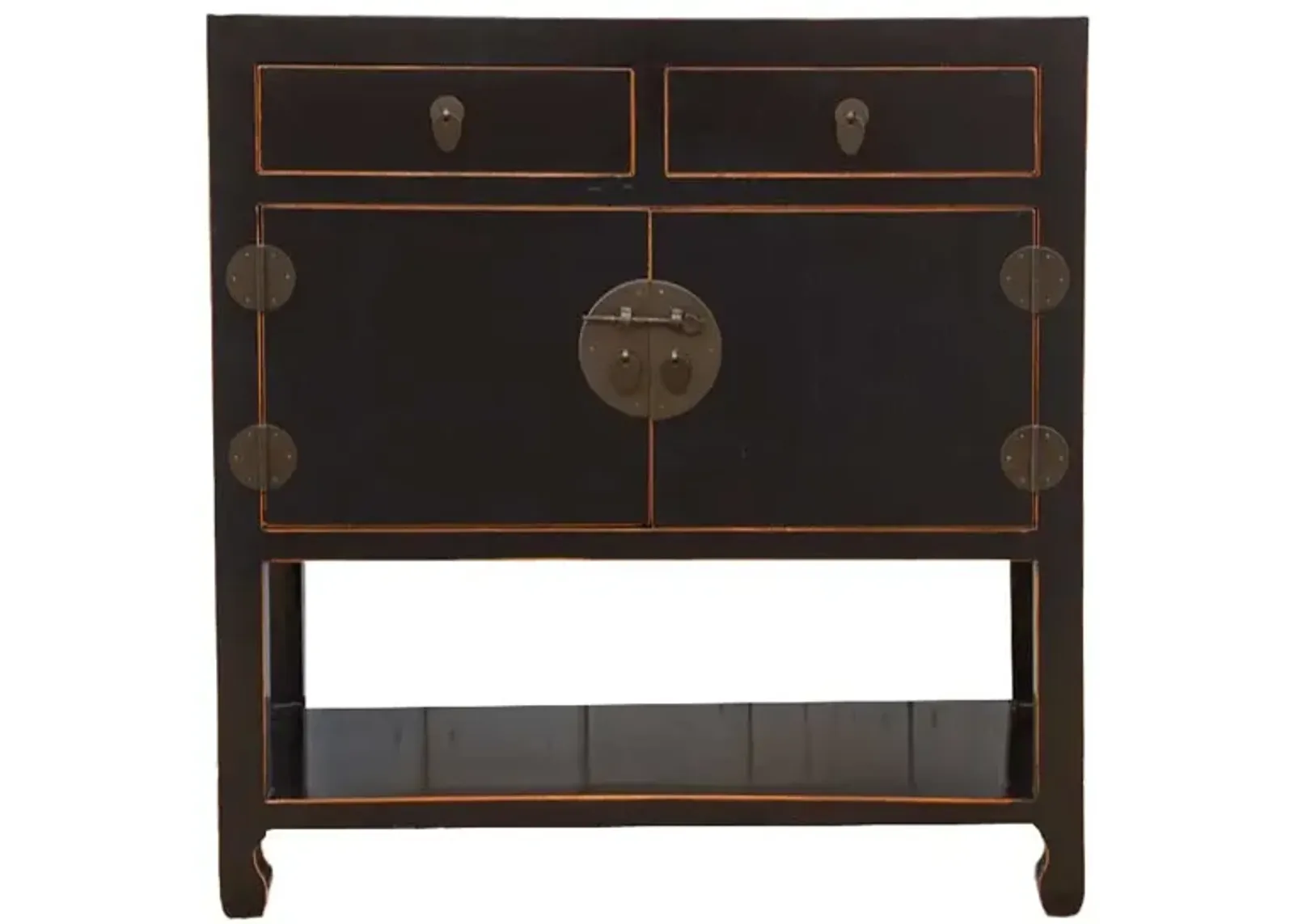 Elegant Black Lacquer Moon Cabinet