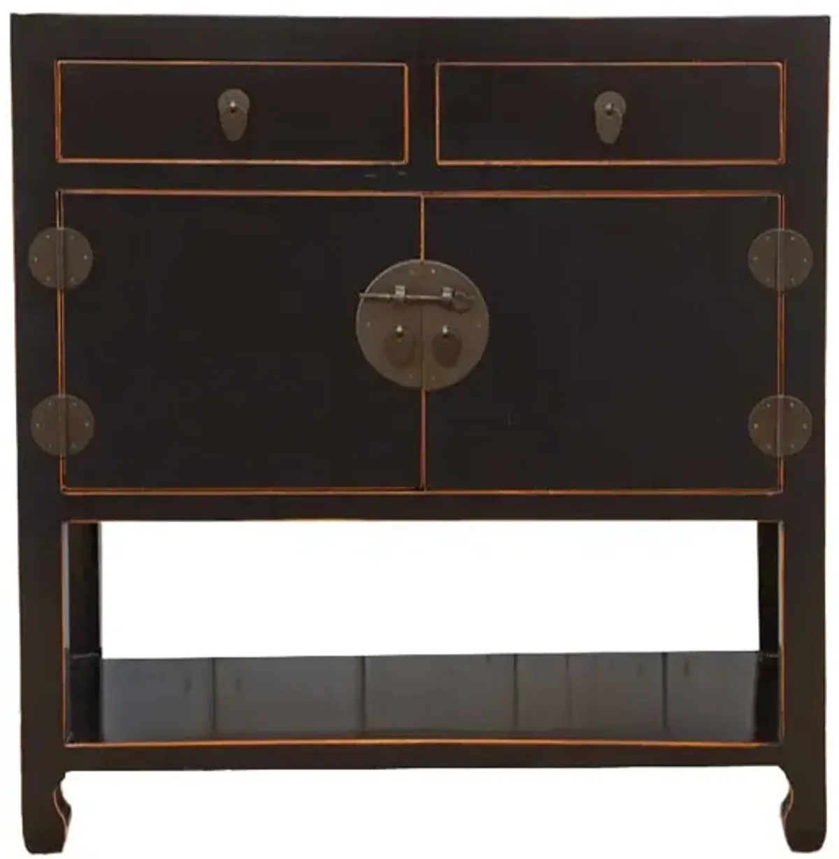 Elegant Black Lacquer Moon Cabinet