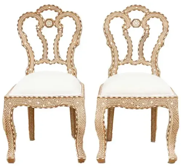 Pair of Royal Indian Inlaid Dining Chair - de-cor - Handcrafted
