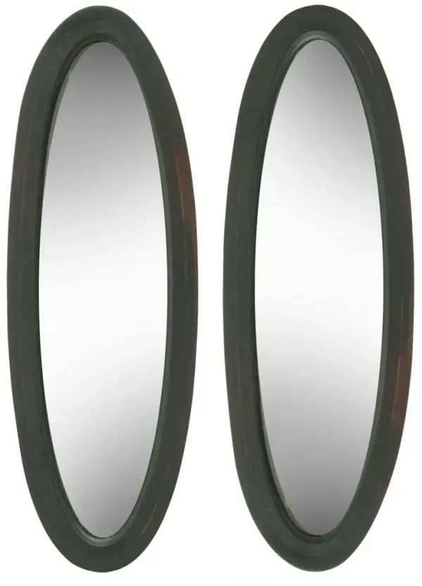 Slender Mahogany Oval Mirrors - a pr - Fleur de Lex Antiques - Handcrafted - black