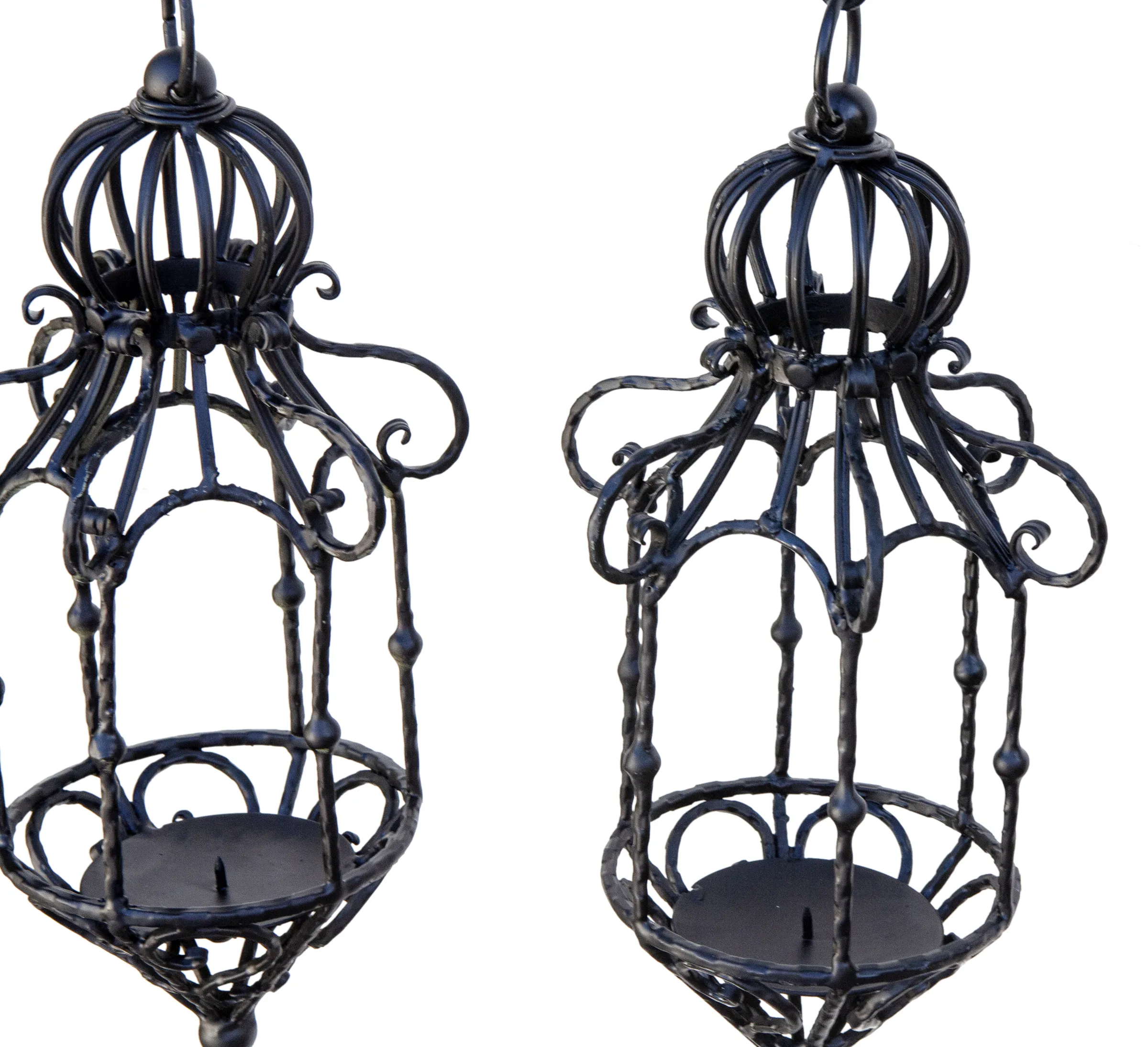 Black Iron Candle Lanterns - a pair