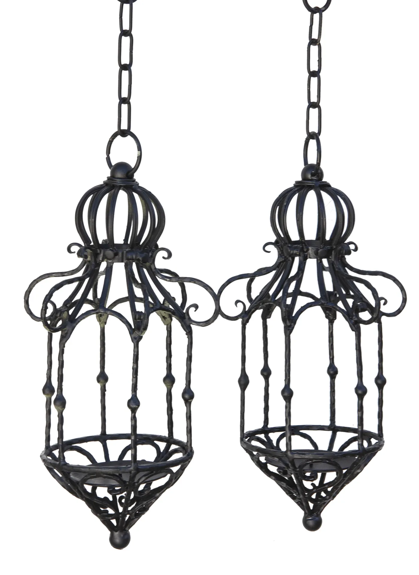 Black Iron Candle Lanterns - a pair