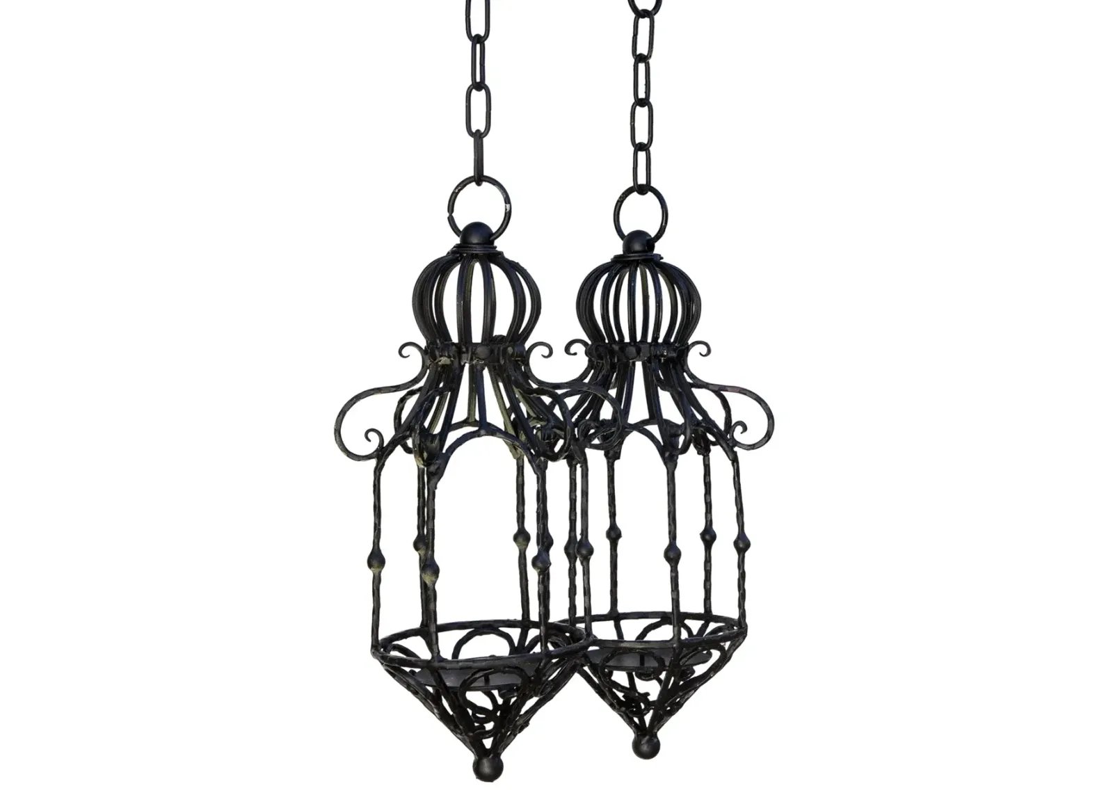 Black Iron Candle Lanterns - a pair