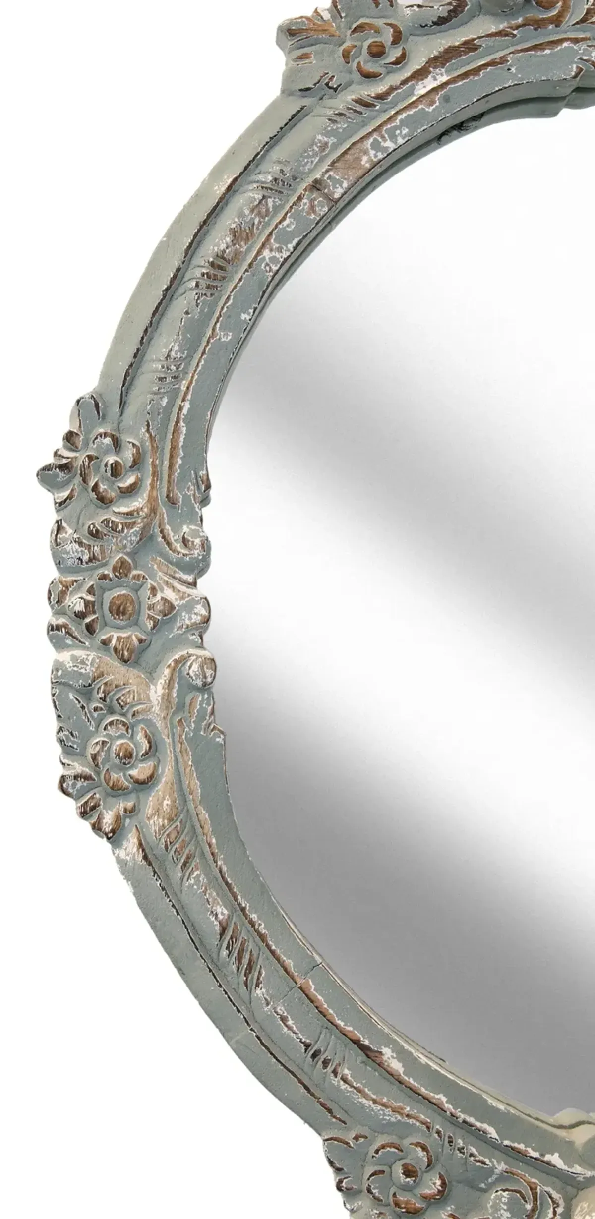 Ornate Decorative Sage Round Mirror