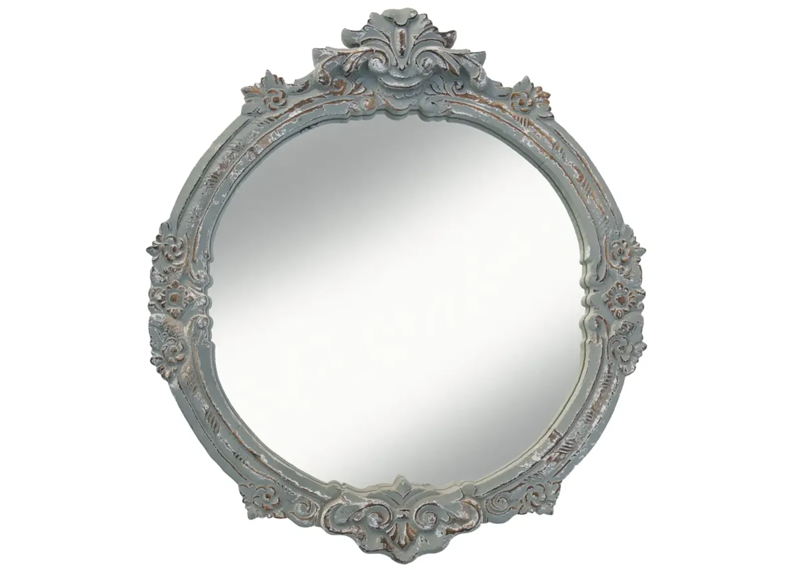 Ornate Decorative Sage Round Mirror